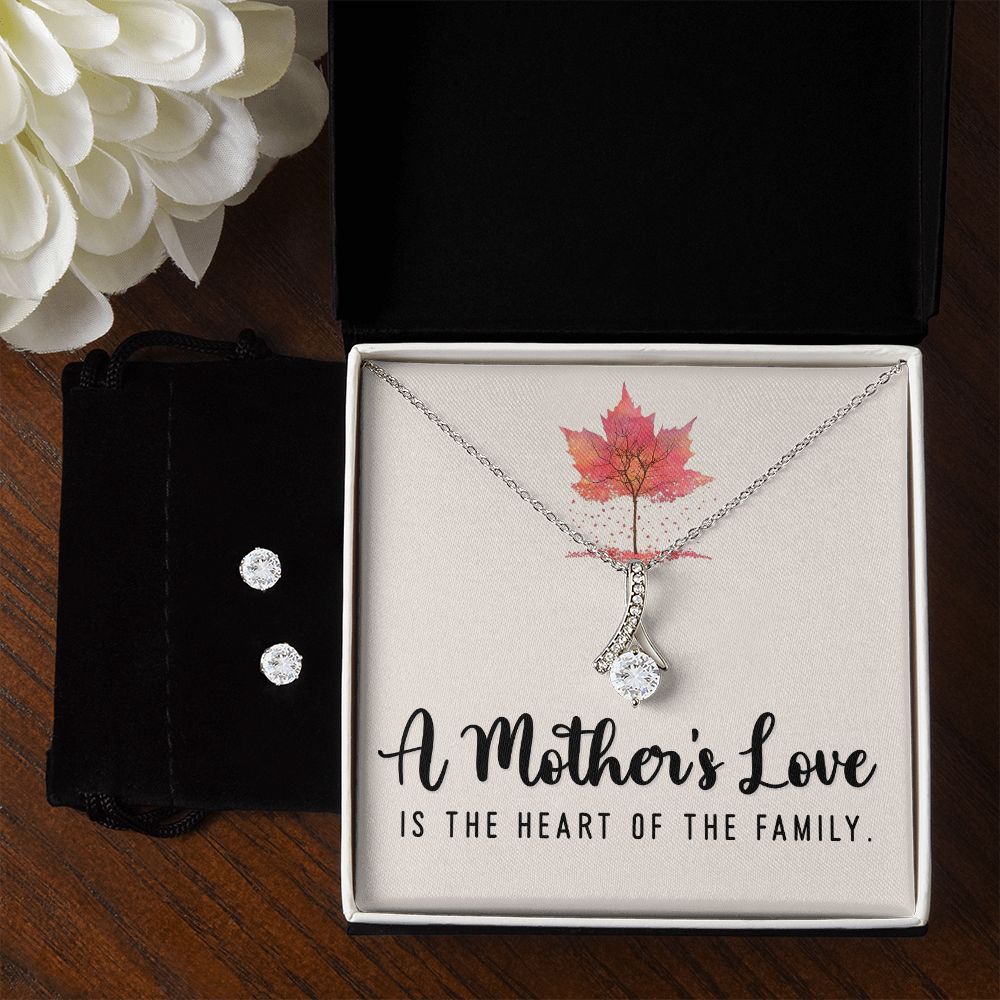 Mom Necklace & Earring Set-The heart of the family - Custom Heart Design