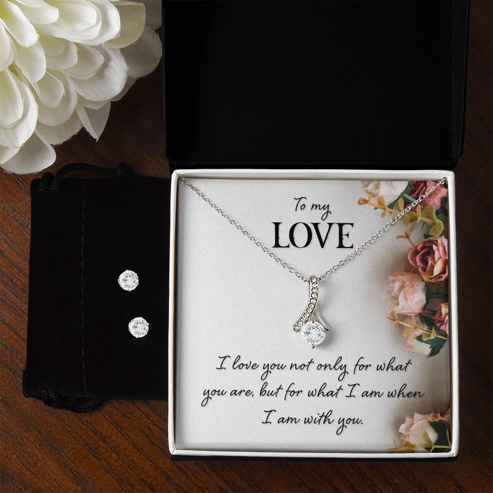 Girlfriend Jewelry Set, Necklace and Earring Set for Girlfriend | Custom Heart Design