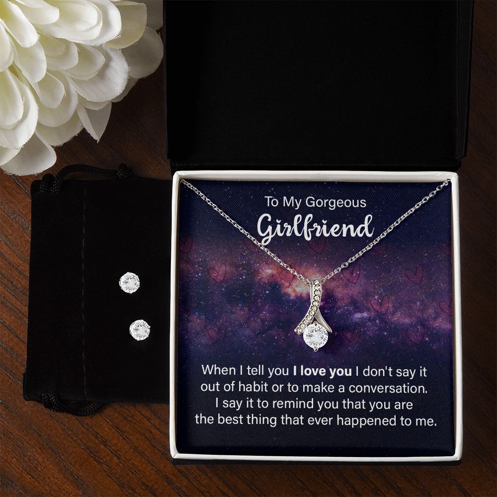 Girlfriend Jewelry Set, Necklace and Earring Set for Girlfriend | Custom Heart Design