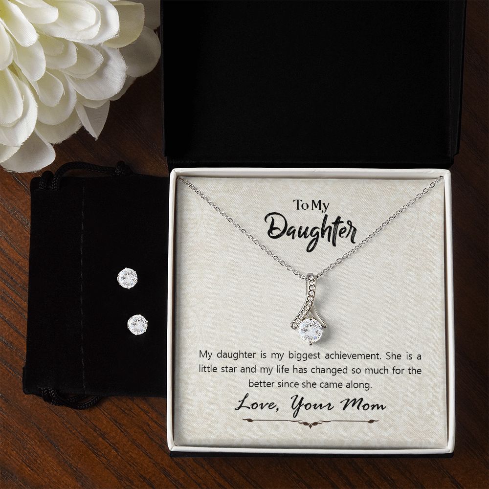 Daughter Pendant and Earring Set-My biggest achievement | Custom Heart Design