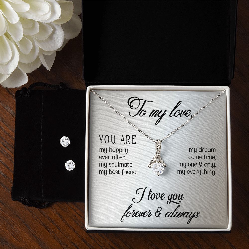 Girlfriend Jewelry Set, Necklace and Earring Set for Girlfriend | Custom Heart Design