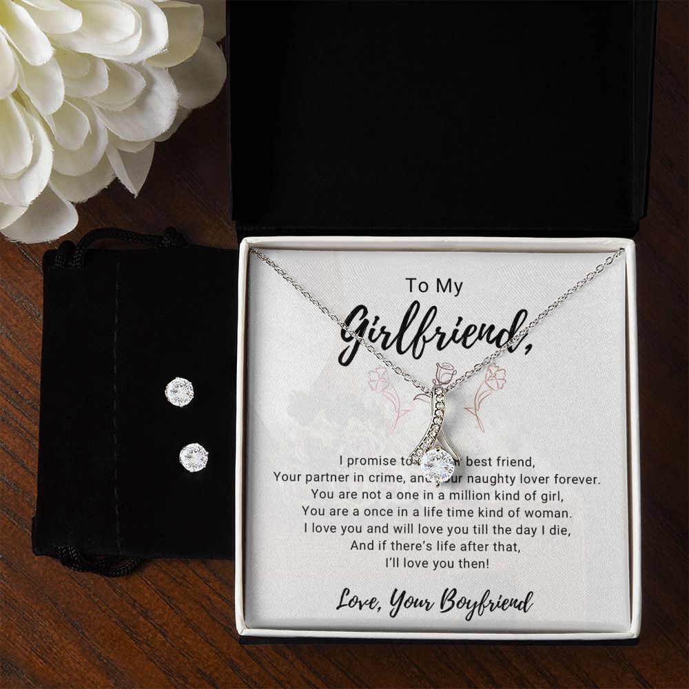 Girlfriend Jewelry Set, Necklace and Earring Set for Girlfriend - Custom Heart Design