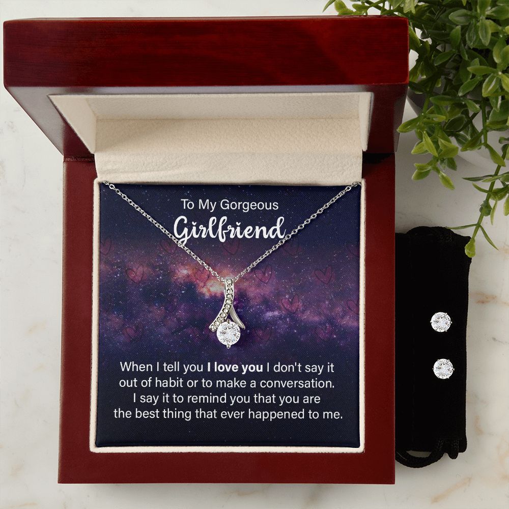 Girlfriend Jewelry Set, Necklace and Earring Set for Girlfriend | Custom Heart Design