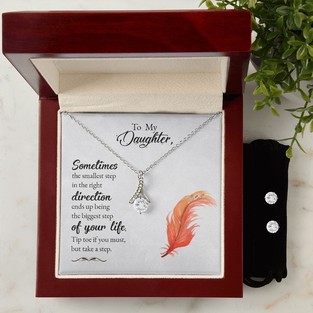 Daughter Pendant and Earring Set-Tip toe if you must | Custom Heart Design