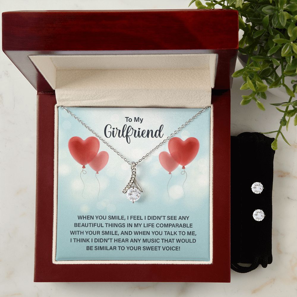 Girlfriend Jewelry Set, Necklace and Earring Set for Girlfriend | Custom Heart Design