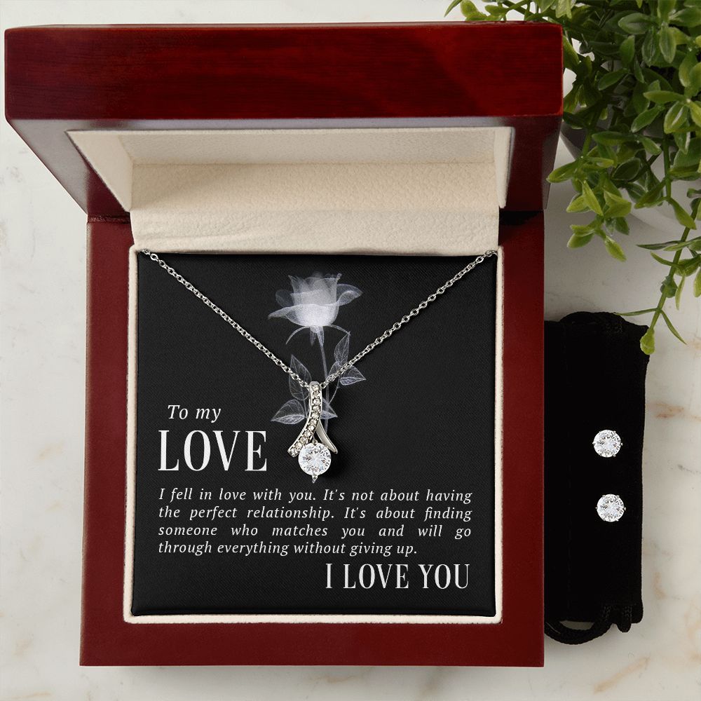 Girlfriend Jewelry Set, Necklace and Earring Set for Girlfriend | Custom Heart Design