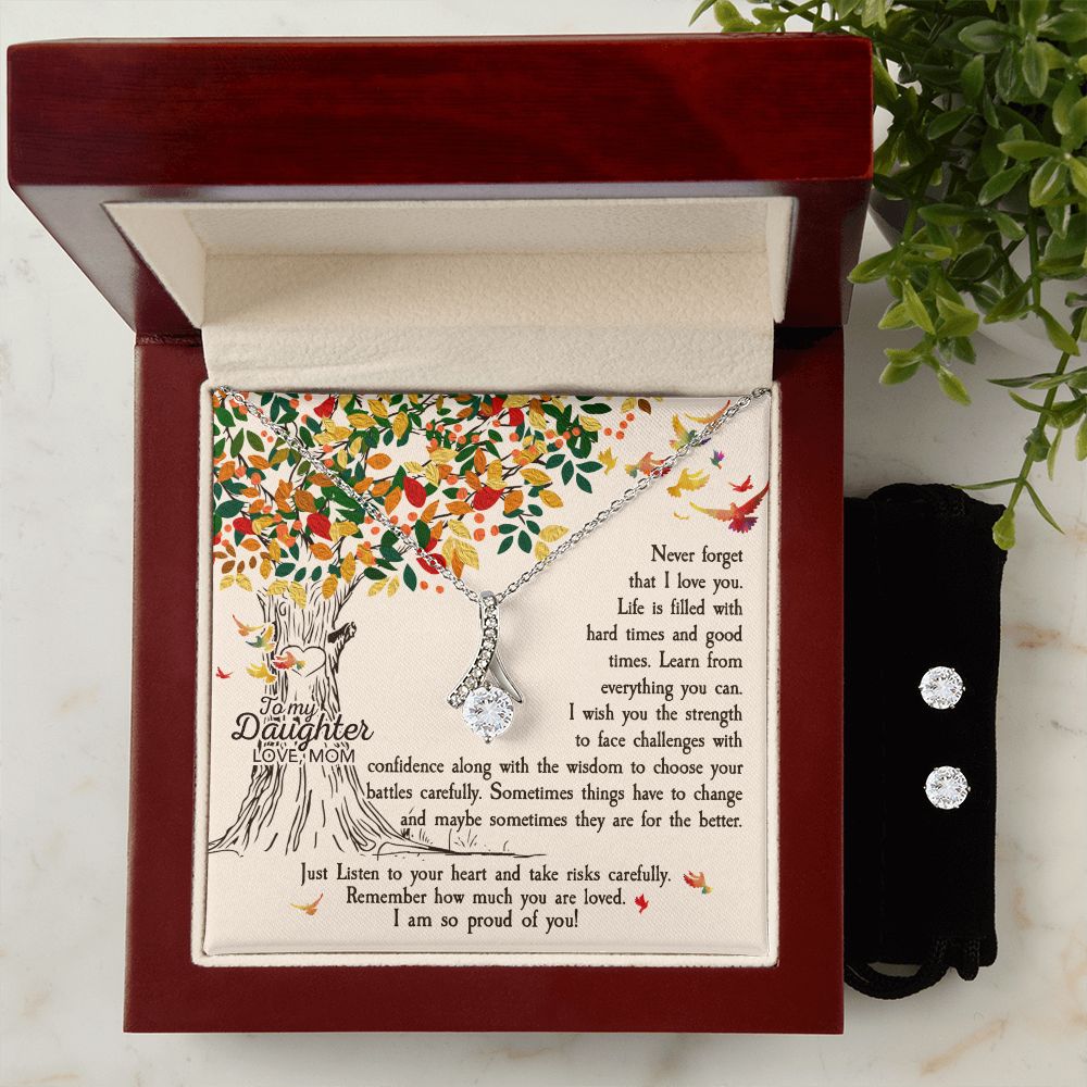 Daughter Pendant and Earring Set-Our special bond | Custom Heart Design