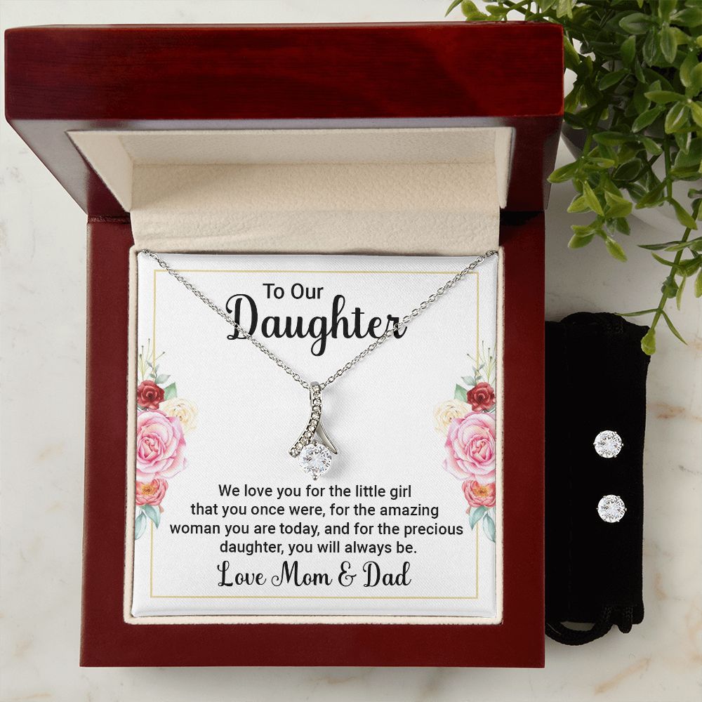 Daughter Pendant and Earring Set-Amazing & precious | Custom Heart Design
