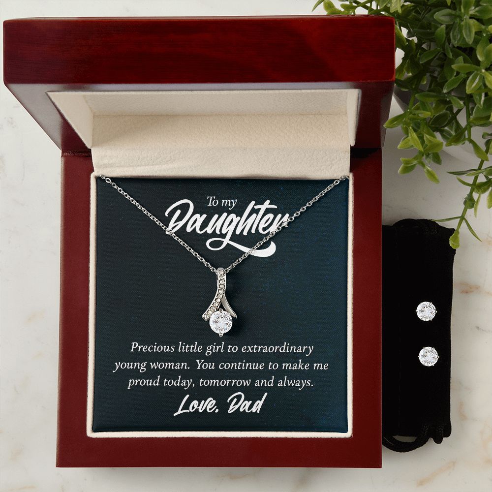 Daughter Pendant and Earring Set-Today, tomorrow and always | Custom Heart Design