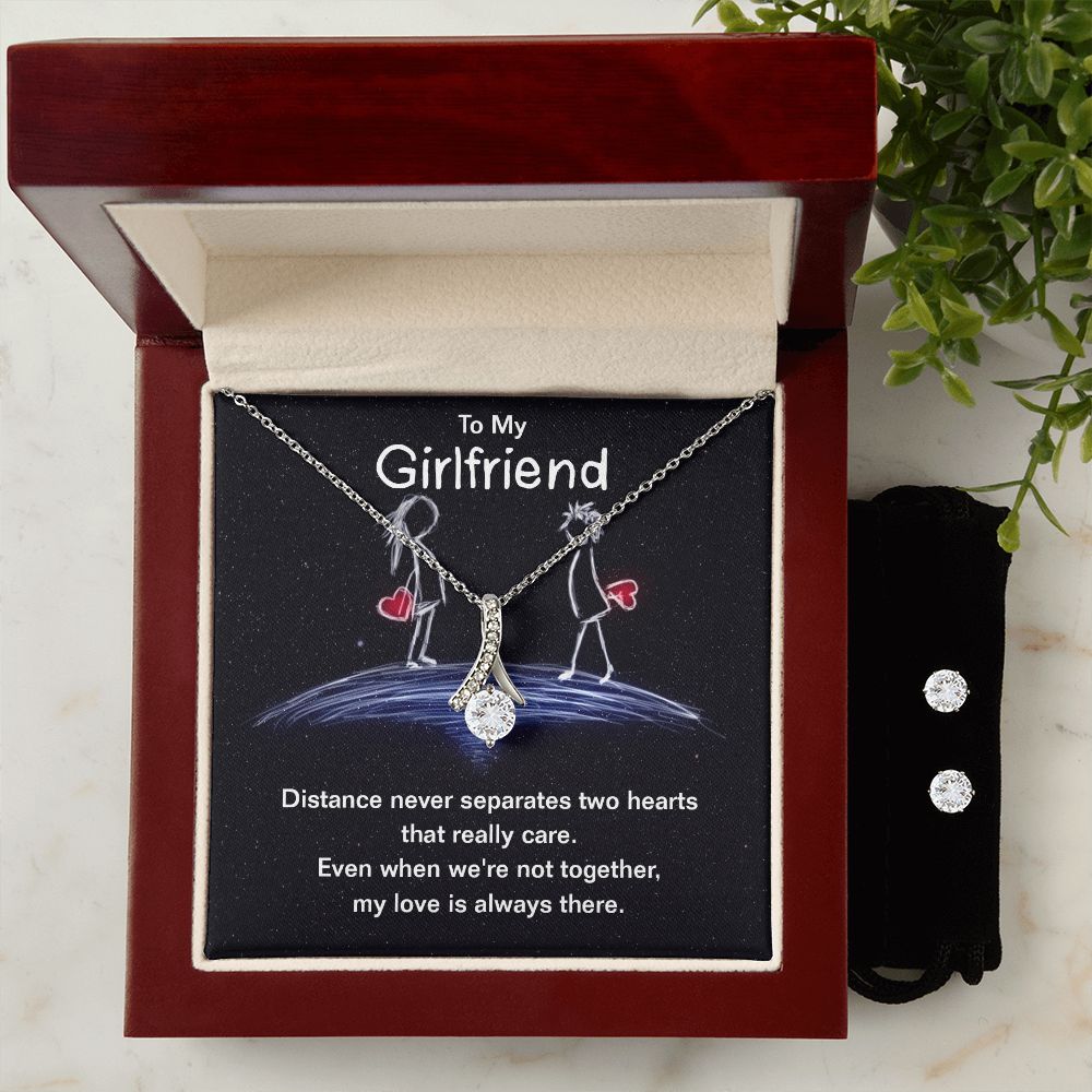 Girlfriend Jewelry Set, Necklace and Earring Set for Girlfriend | Custom Heart Design
