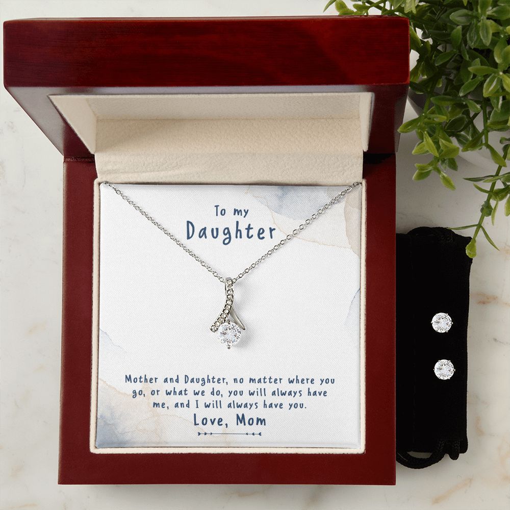 Daughter Pendant and Earring Set-Our special bond | Custom Heart Design