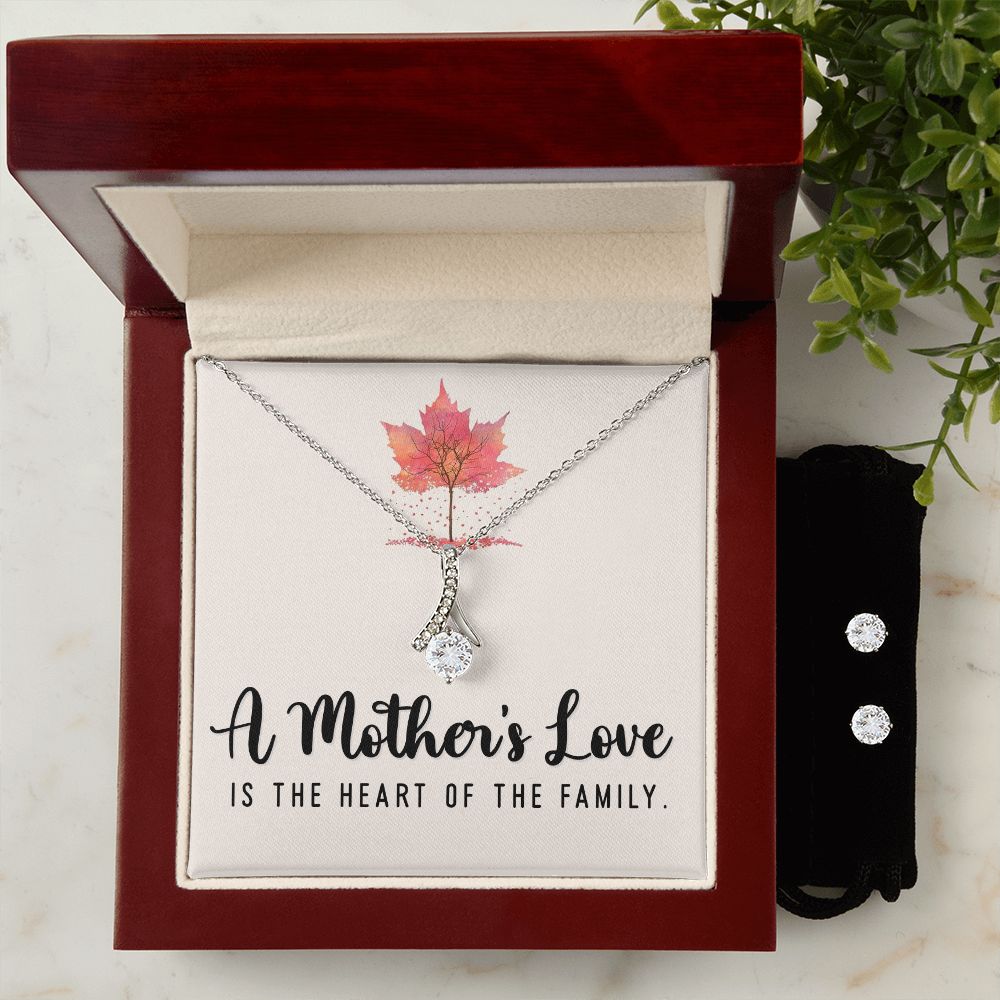 Mom Necklace & Earring Set-The heart of the family - Custom Heart Design