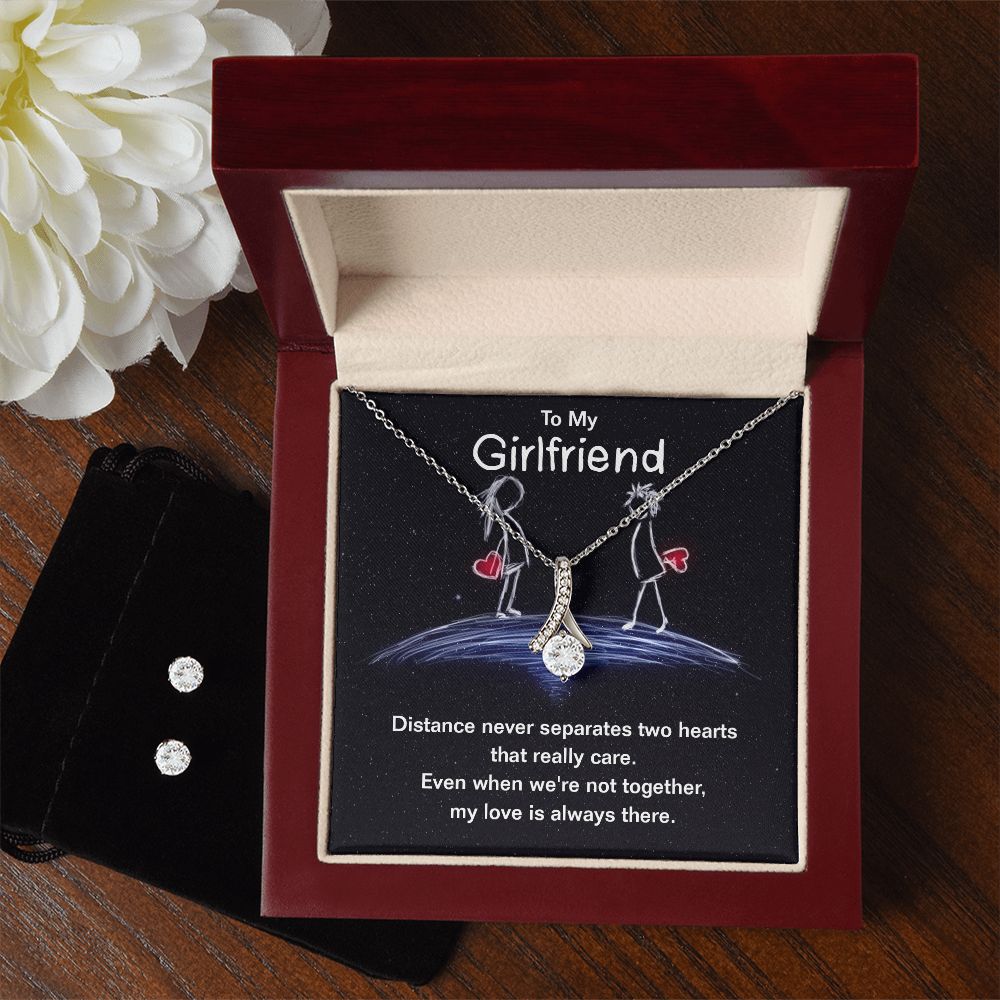 Girlfriend Jewelry Set, Necklace and Earring Set for Girlfriend | Custom Heart Design