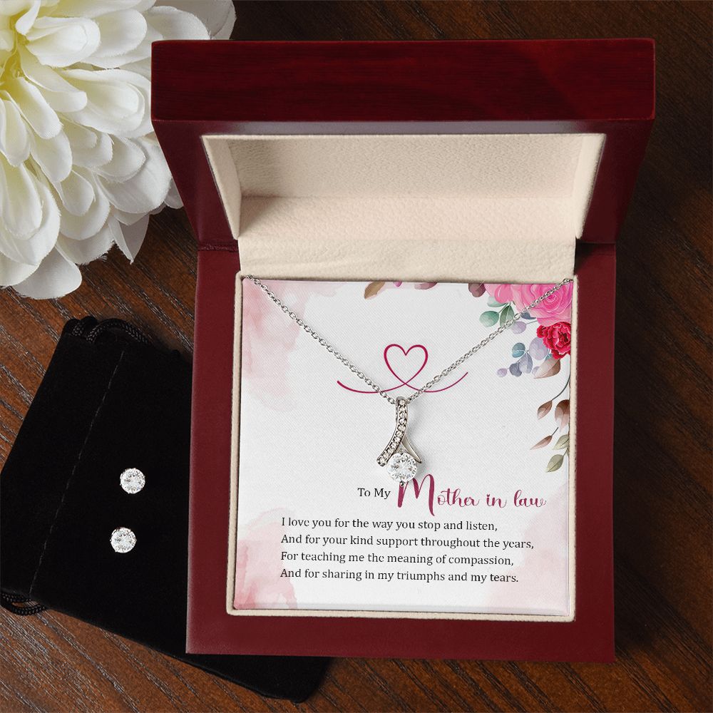 Mother in Law Necklace & Earring Set-The meaning of compassion - Custom Heart Design