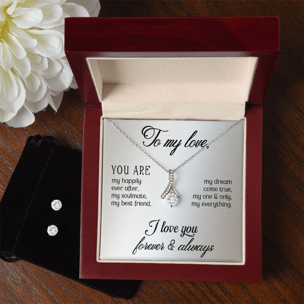 Girlfriend Jewelry Set, Necklace and Earring Set for Girlfriend | Custom Heart Design