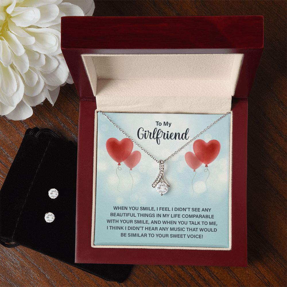 Girlfriend Jewelry Set, Necklace and Earring Set for Girlfriend | Custom Heart Design