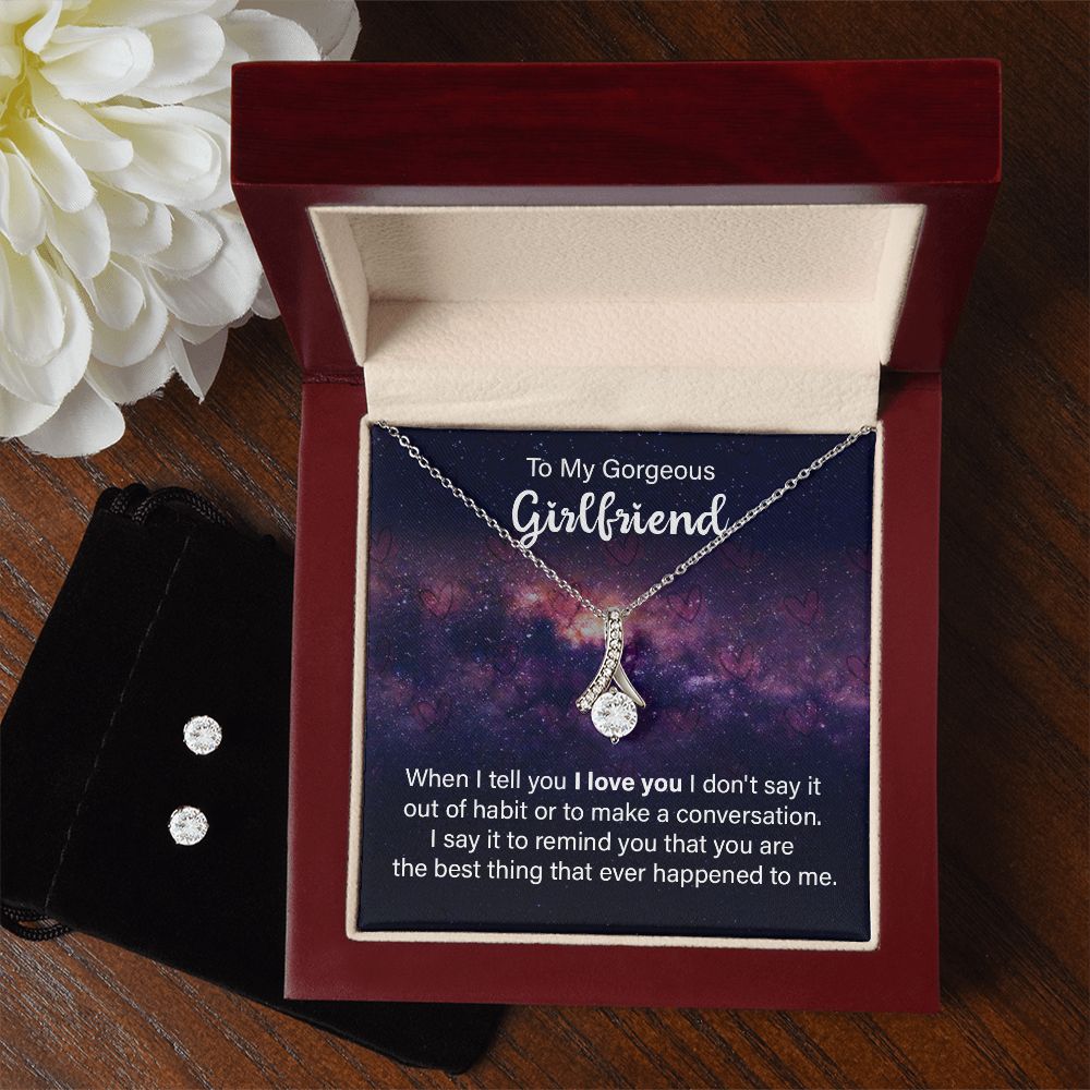 Girlfriend Jewelry Set, Necklace and Earring Set for Girlfriend | Custom Heart Design