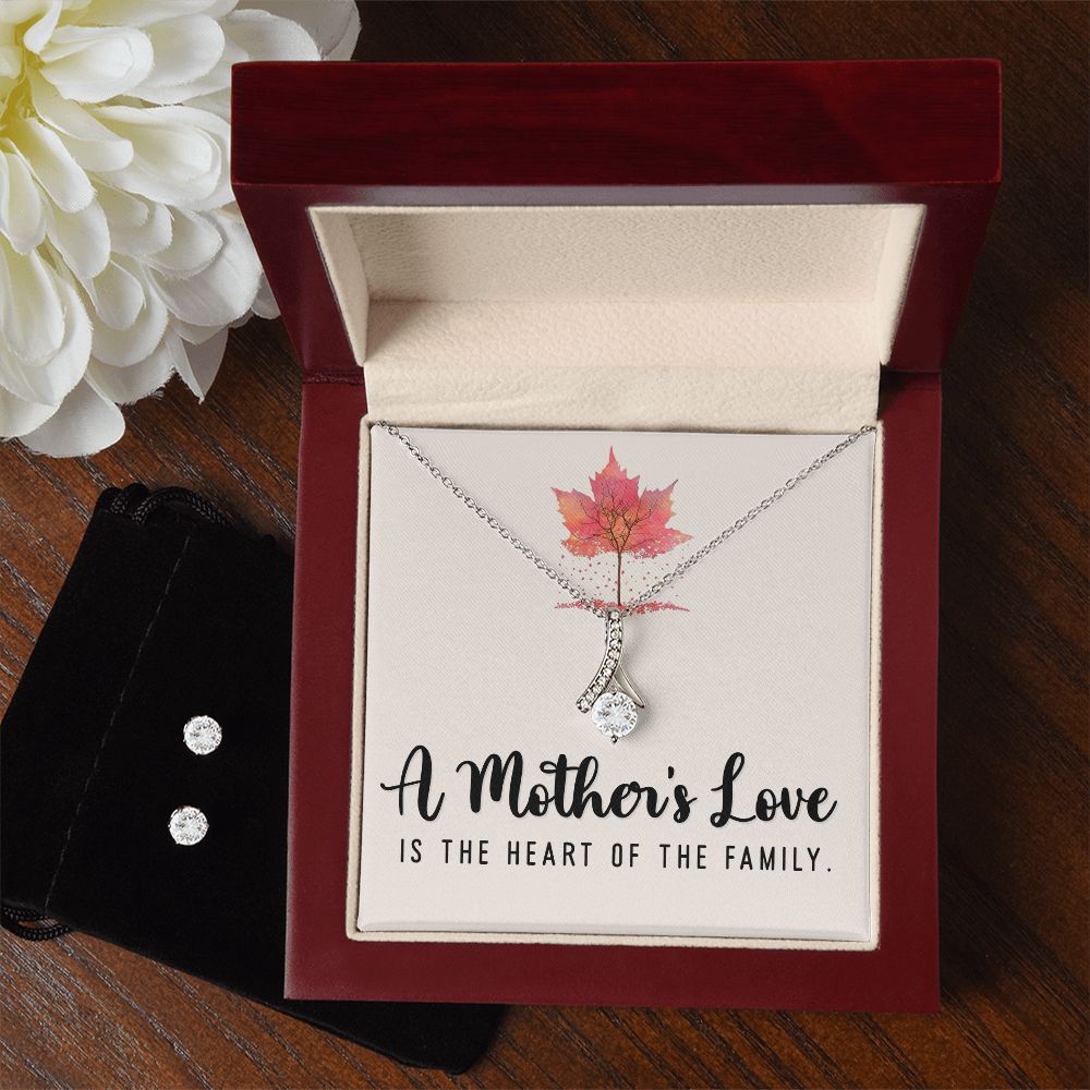 Mom Necklace & Earring Set-The heart of the family - Custom Heart Design