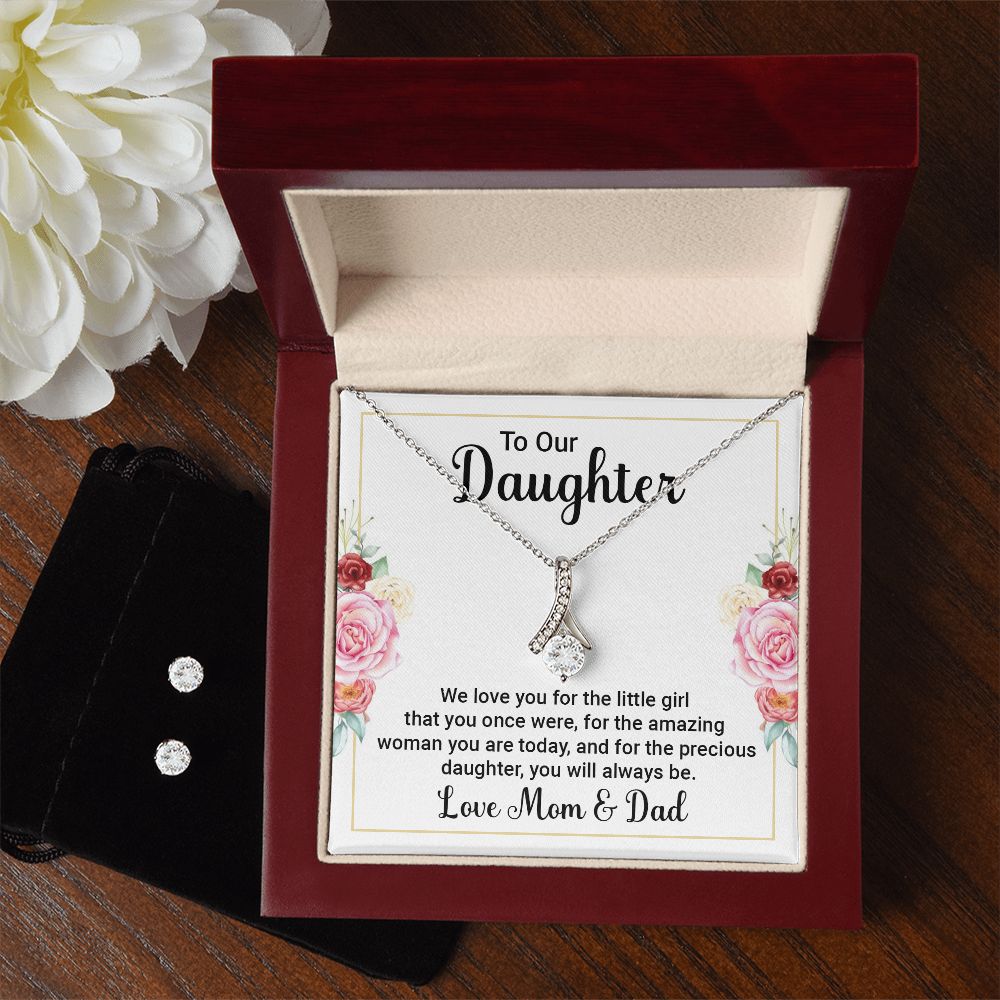 Daughter Pendant and Earring Set-Amazing & precious | Custom Heart Design