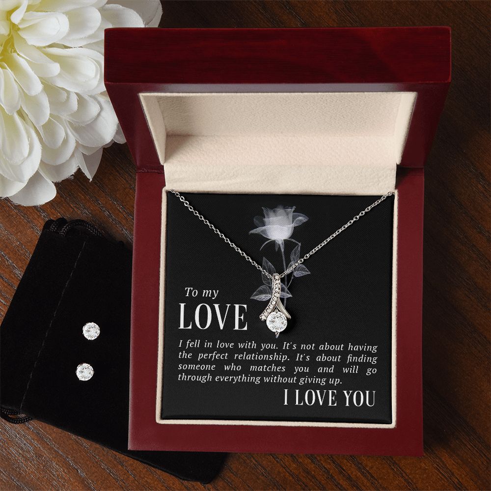 Girlfriend Jewelry Set, Necklace and Earring Set for Girlfriend | Custom Heart Design
