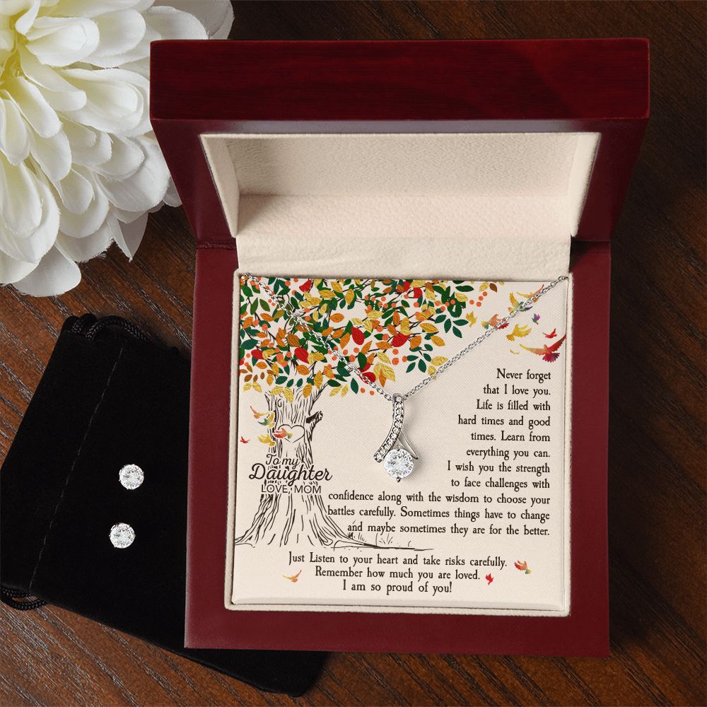 Daughter Pendant and Earring Set-Our special bond | Custom Heart Design