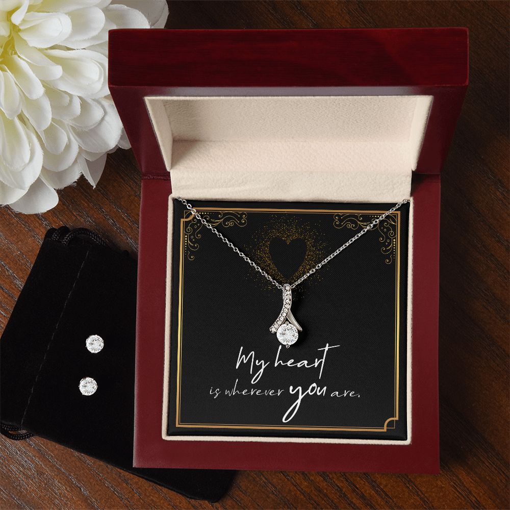 Girlfriend Jewelry Set, Necklace and Earring Set for Girlfriend | Custom Heart Design