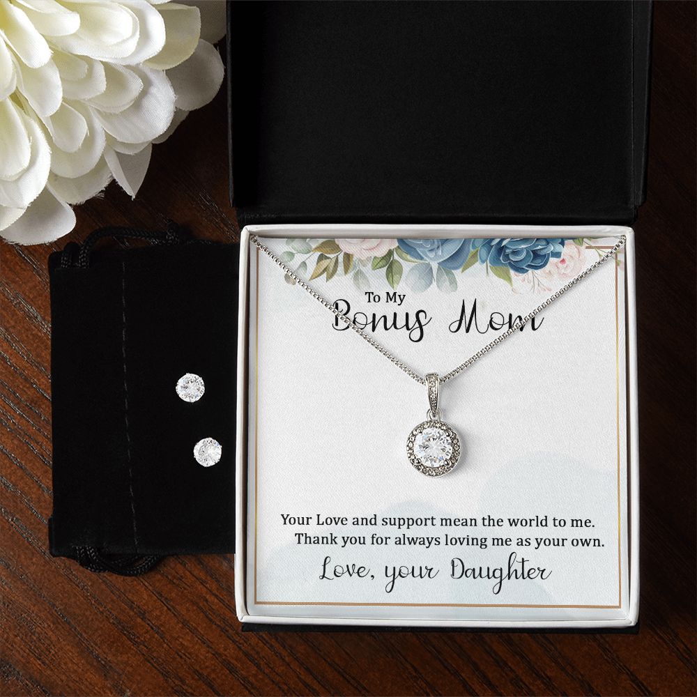 Mom Solitaire Jewelry Set, From Daughter-You mean the world to me | Custom Heart Design