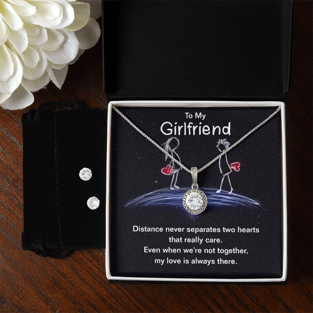 Girlfriend Necklace and Earring Set, Girlfriend Jewelry Gift Set | Custom Heart Design