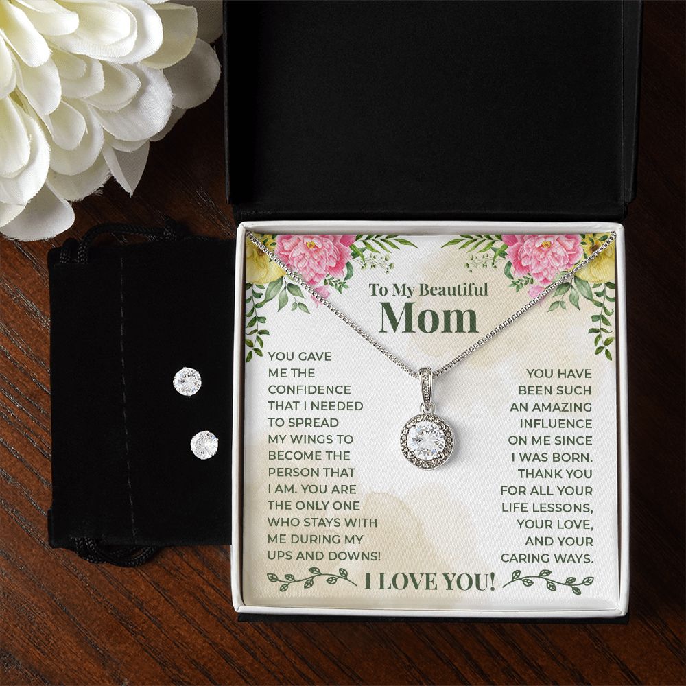Mom Solitaire Jewelry Set-Thank you for your love | Custom Heart Design