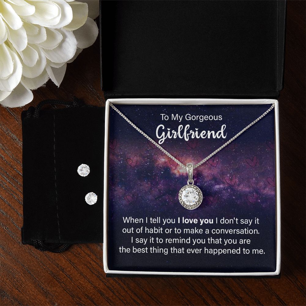 Girlfriend Necklace and Earring Set, Girlfriend Jewelry Gift Set | Custom Heart Design