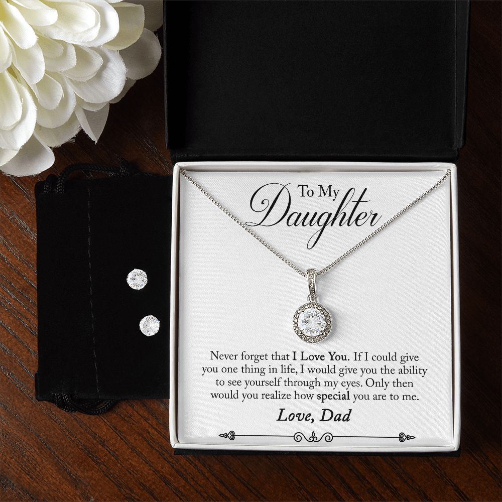 Sentimental Silver Perfect Pair Necklace for Bonus MomDaughter Eternal Hope Necklace and Earring Set | Custom Heart Design