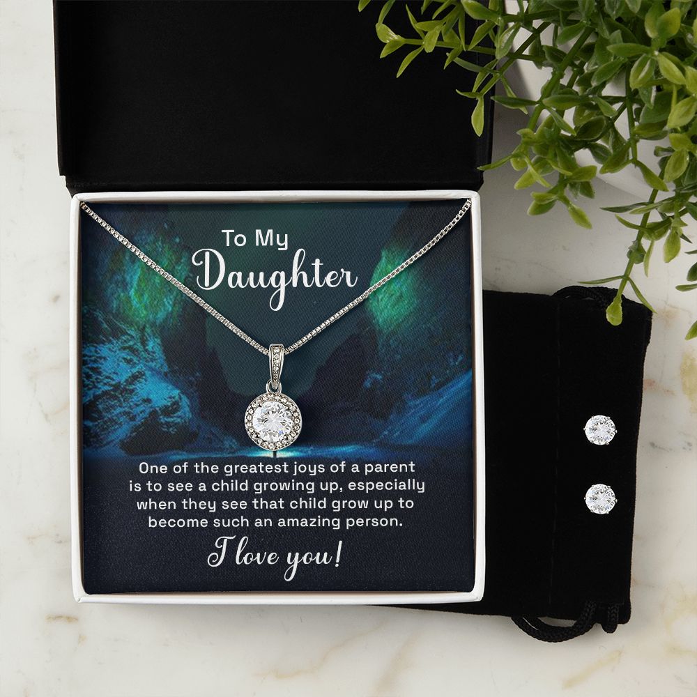 Daughter Eternal Hope Necklace and Earring Set | Custom Heart Design