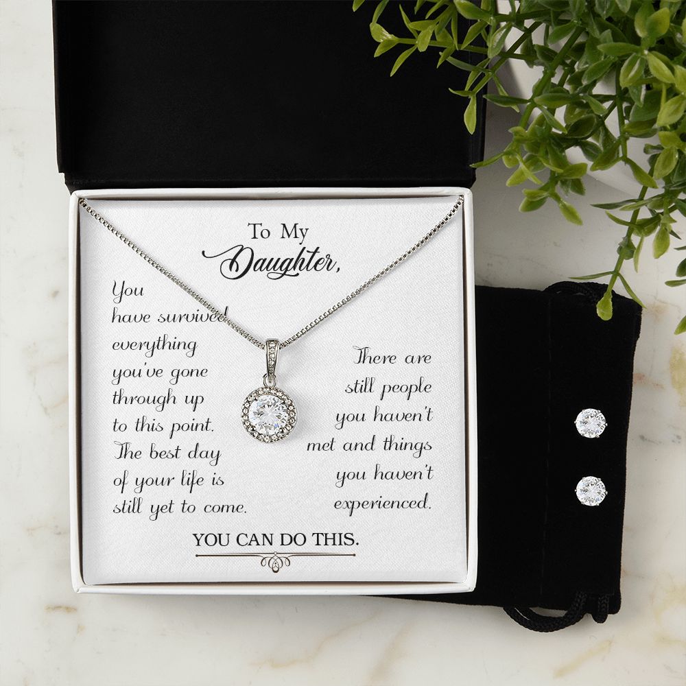 Daughter Eternal Hope Necklace and Earring Set | Custom Heart Design