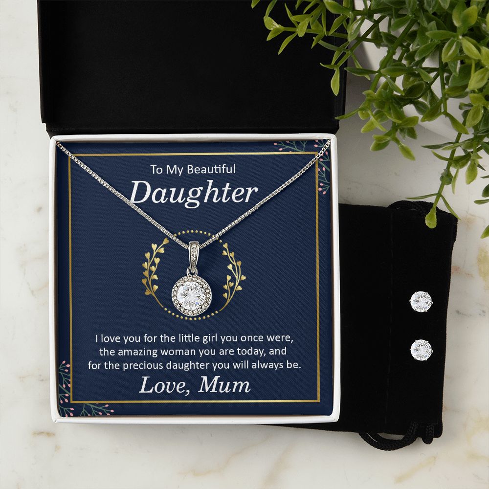 Daughter Eternal Hope Necklace and Earring Set | Custom Heart Design