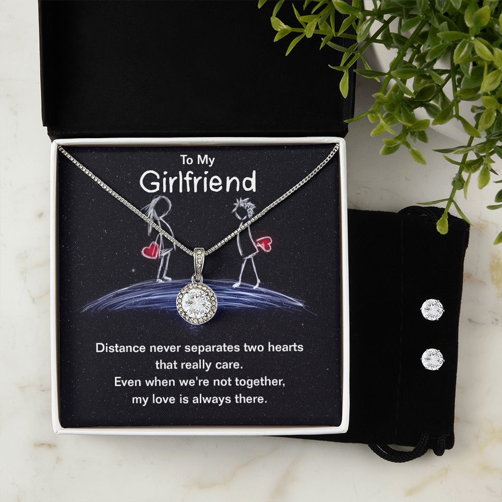 Girlfriend Necklace and Earring Set, Girlfriend Jewelry Gift Set | Custom Heart Design