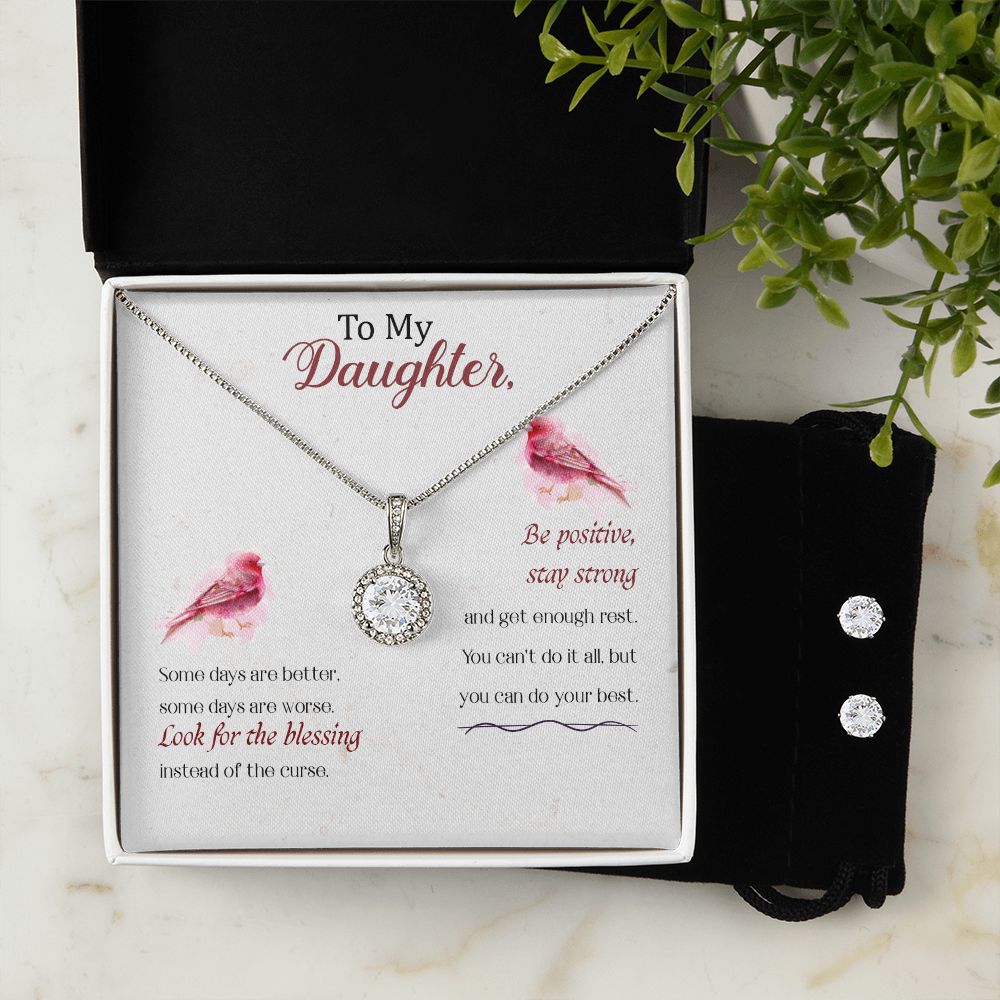 Daughter Eternal Hope Necklace and Earring Set | Custom Heart Design