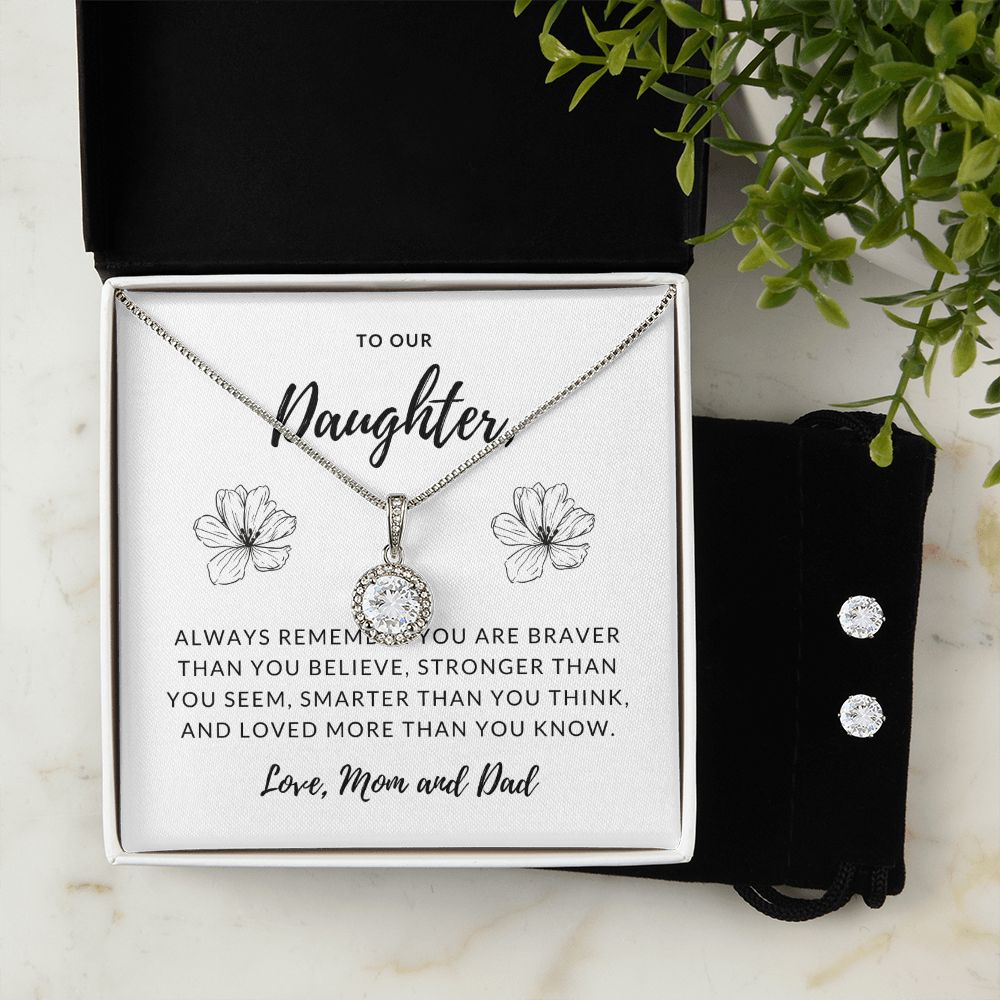 Daughter Eternal Hope Necklace and Earring Set | Custom Heart Design