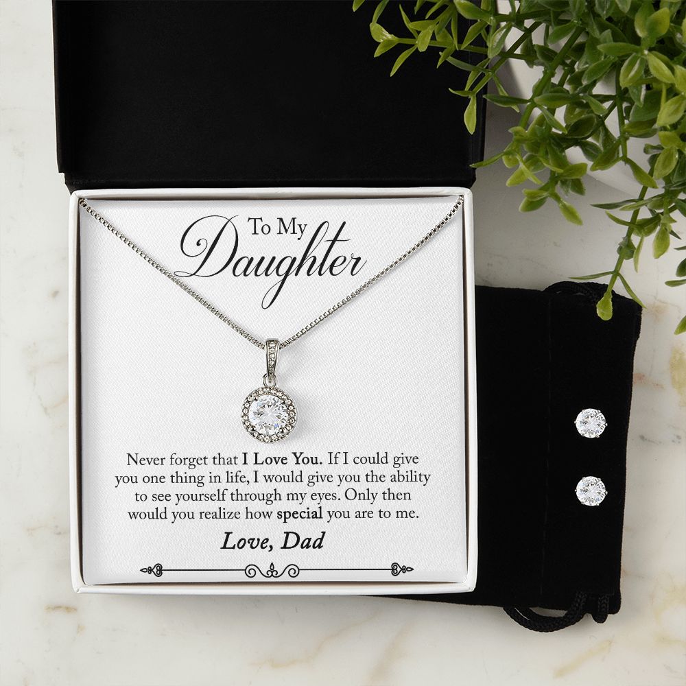 Daughter Eternal Hope Necklace and Earring Set | Custom Heart Design