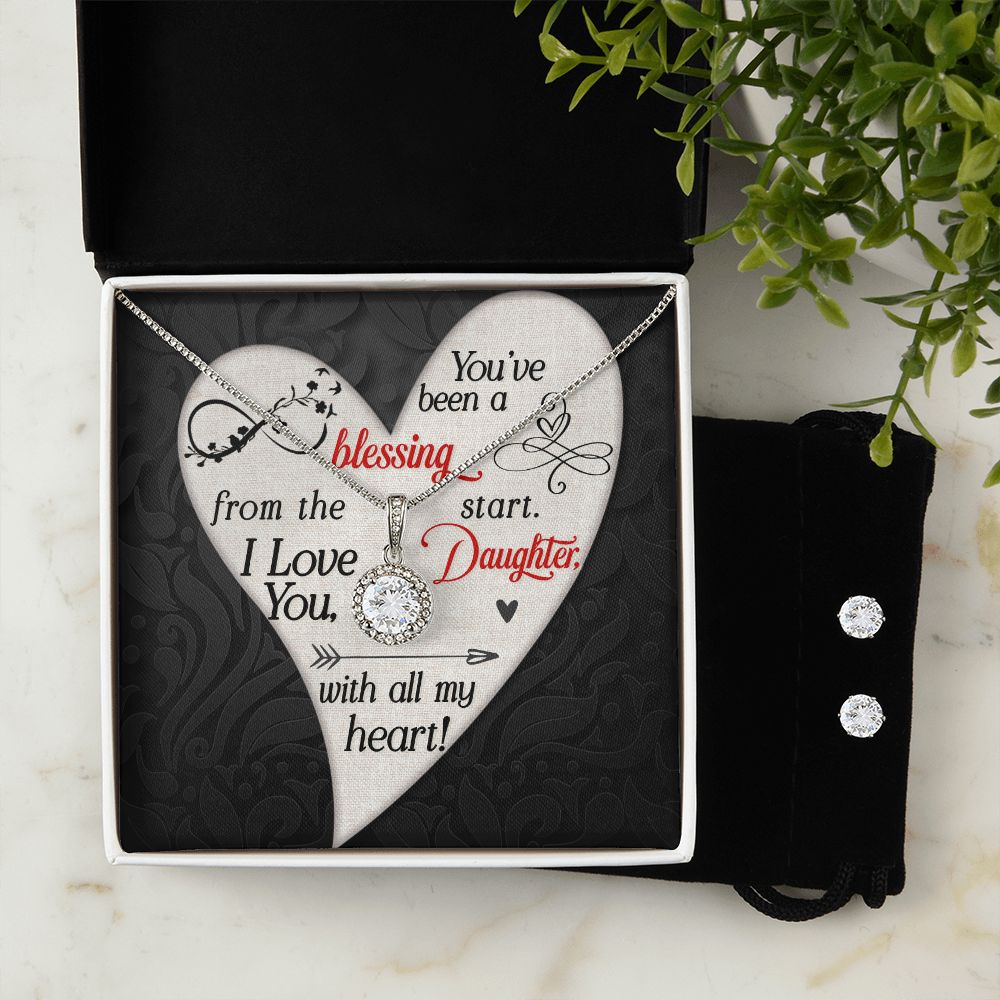 Daughter Eternal Hope Necklace and Earring Set | Custom Heart Design