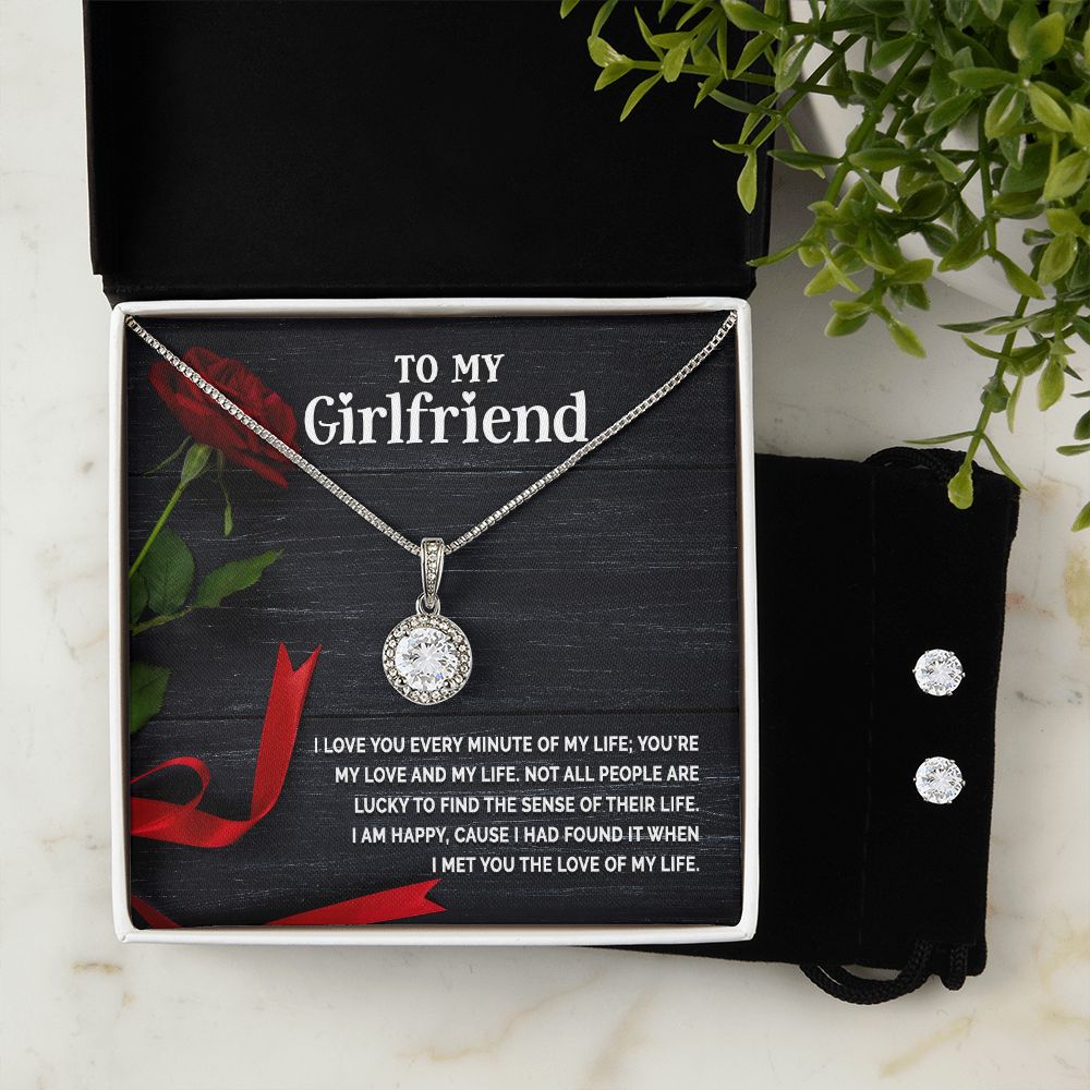 Girlfriend Necklace and Earring Set, Girlfriend Jewelry Gift Set | Custom Heart Design