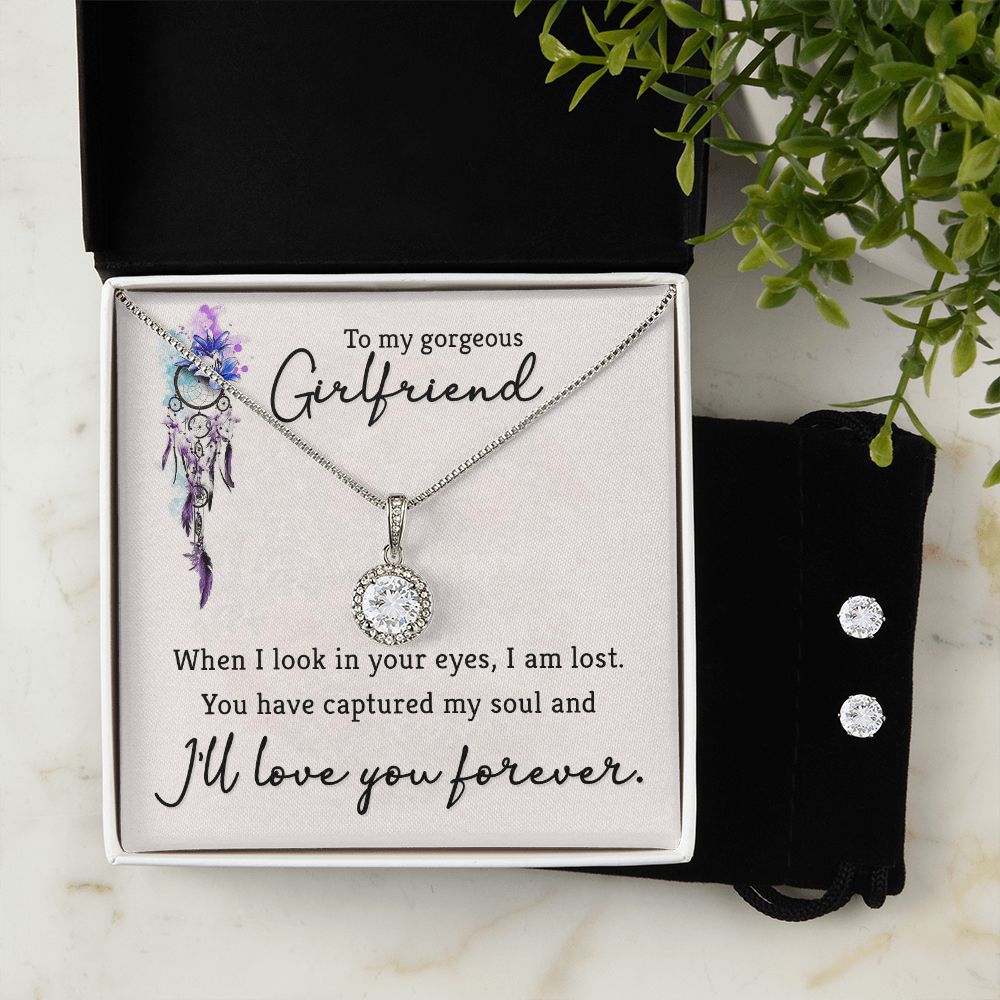 Girlfriend Necklace and Earring Set, Girlfriend Jewelry Gift Set | Custom Heart Design