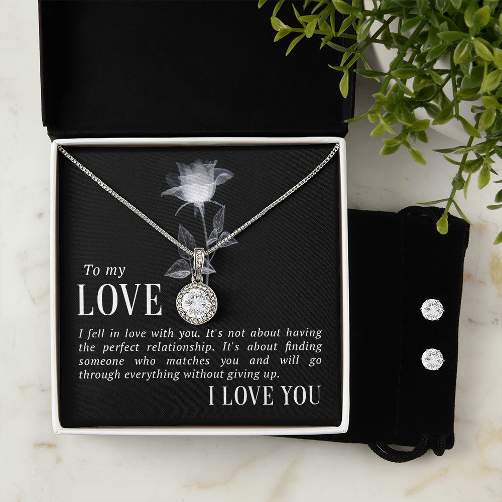 Girlfriend Necklace and Earring Set, Girlfriend Jewelry Gift Set | Custom Heart Design