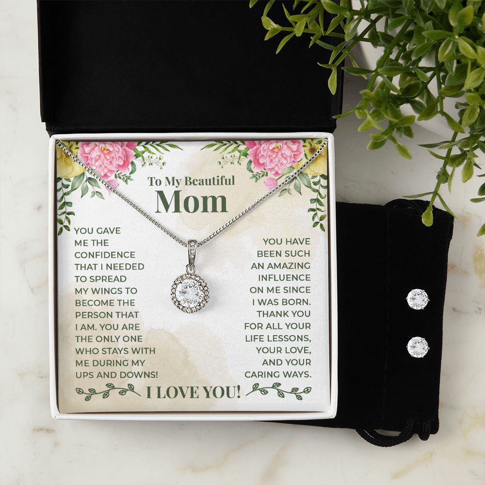 Mom Solitaire Jewelry Set-Thank you for your love | Custom Heart Design