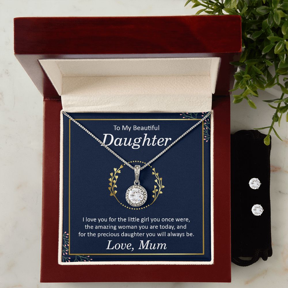Daughter Eternal Hope Necklace and Earring Set | Custom Heart Design