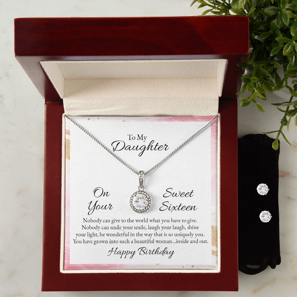Daughter Eternal Hope Necklace and Earring Set | Custom Heart Design