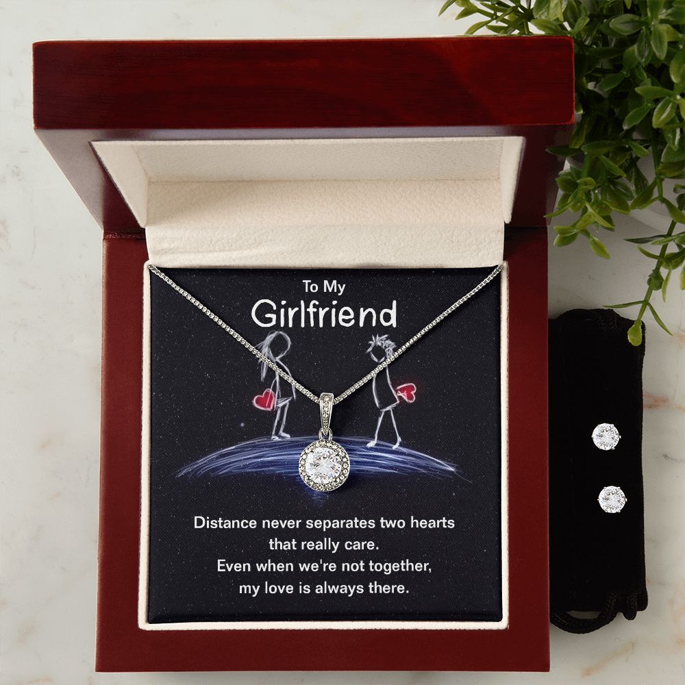 Girlfriend Necklace and Earring Set, Girlfriend Jewelry Gift Set | Custom Heart Design