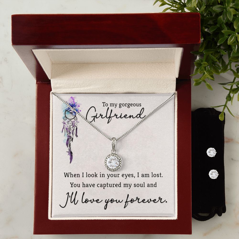 Girlfriend Necklace and Earring Set, Girlfriend Jewelry Gift Set | Custom Heart Design