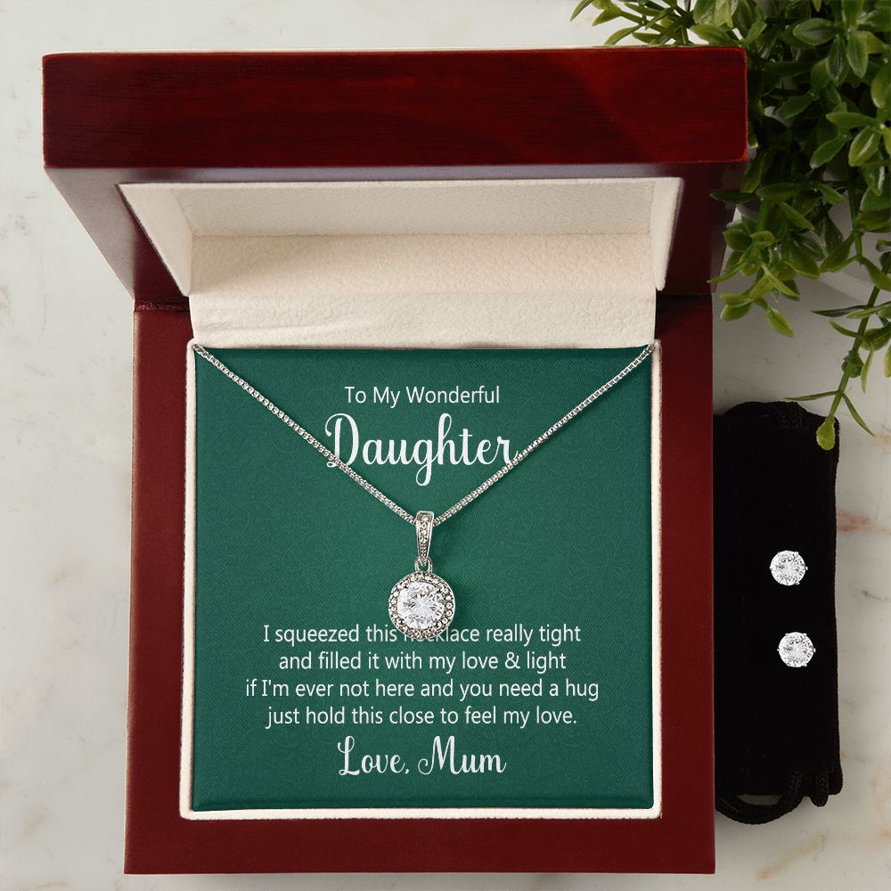 Daughter Eternal Hope Necklace and Earring Set | Custom Heart Design