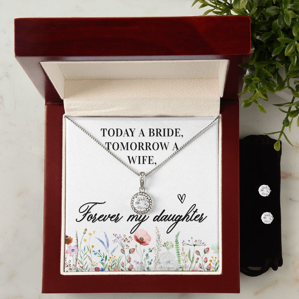 Daughter Eternal Hope Necklace and Earring Set | Custom Heart Design