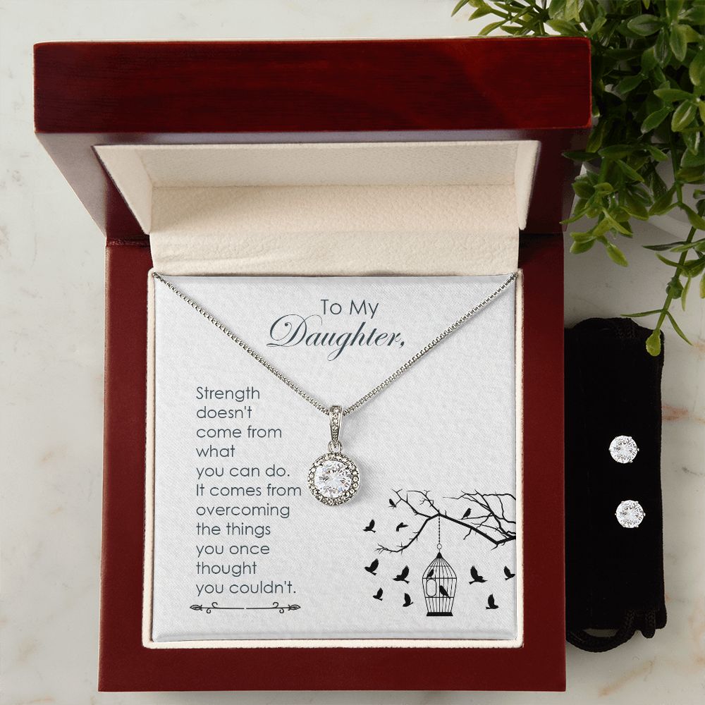 Daughter Eternal Hope Necklace and Earring Set | Custom Heart Design